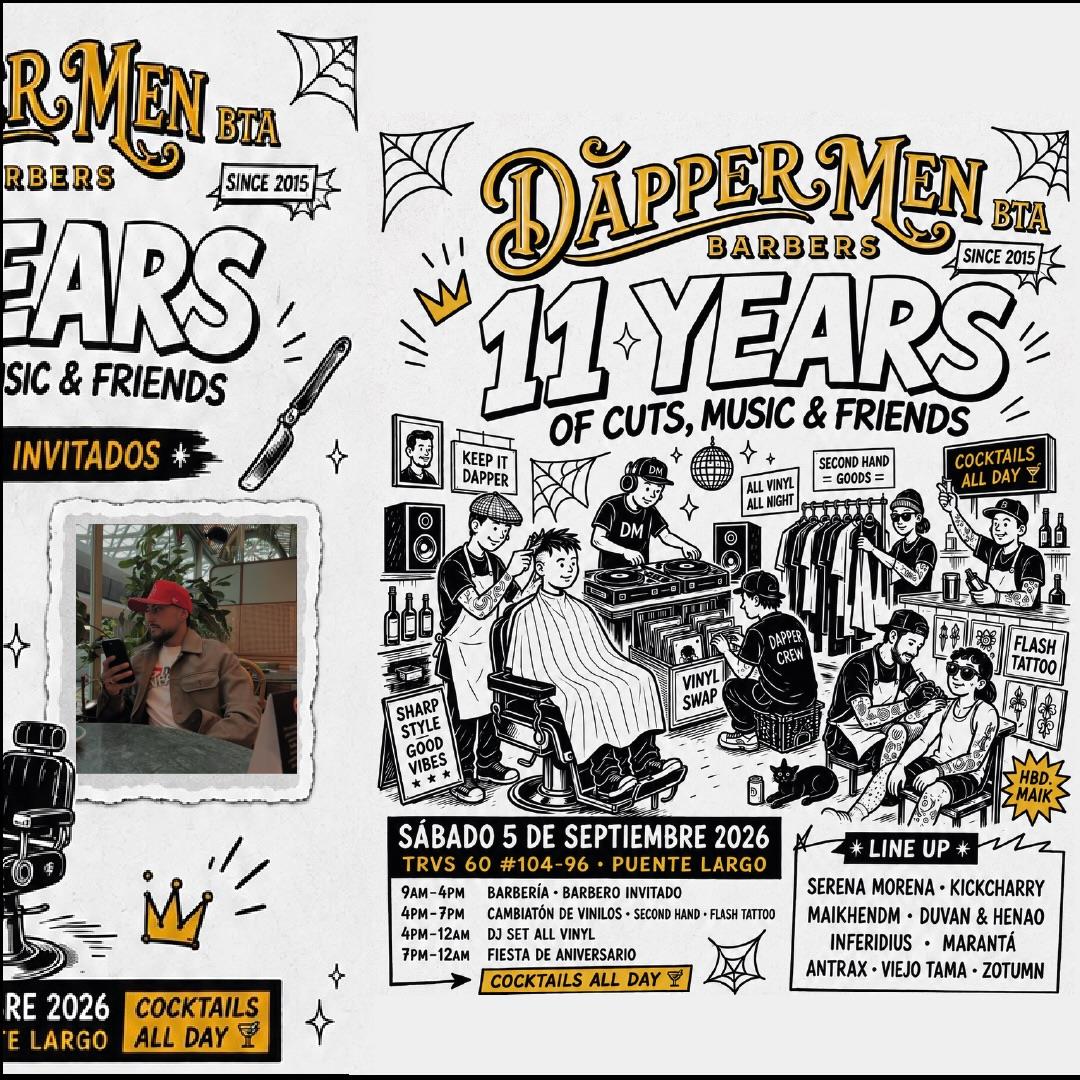 Afiche del 11º aniversario de Dapper Men: 11 years of cuts, music & friends